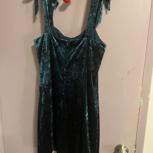 Y2K Mall Goth dress corset style front velvet teal brand new M/L Coachella - Picture 3 of 5